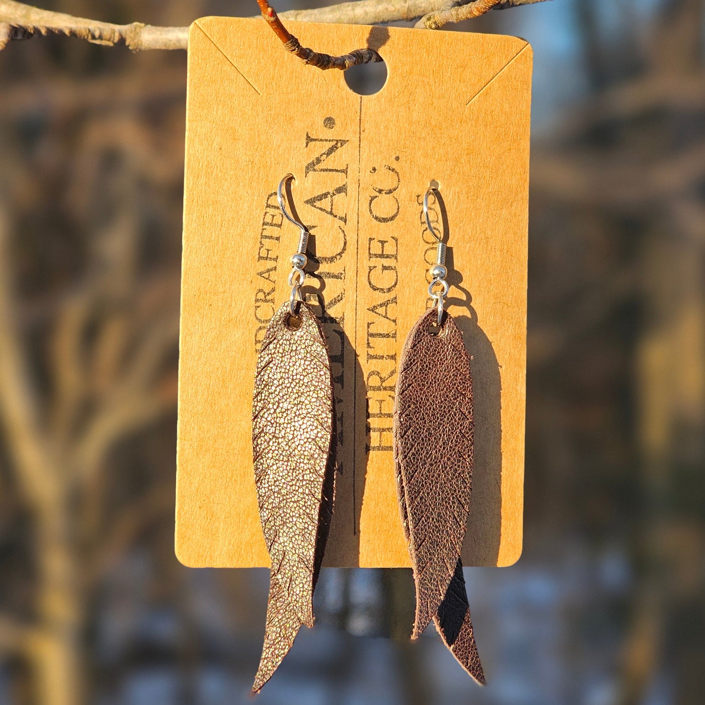 Double Feather Earrings, Black