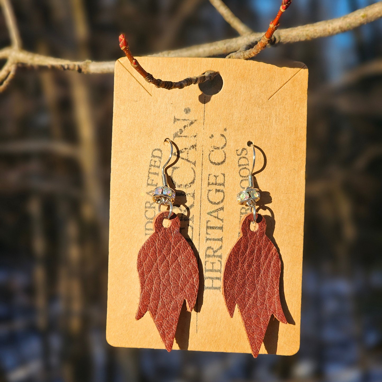 Horse Tail Earrings-Short, Mahogany with Bling