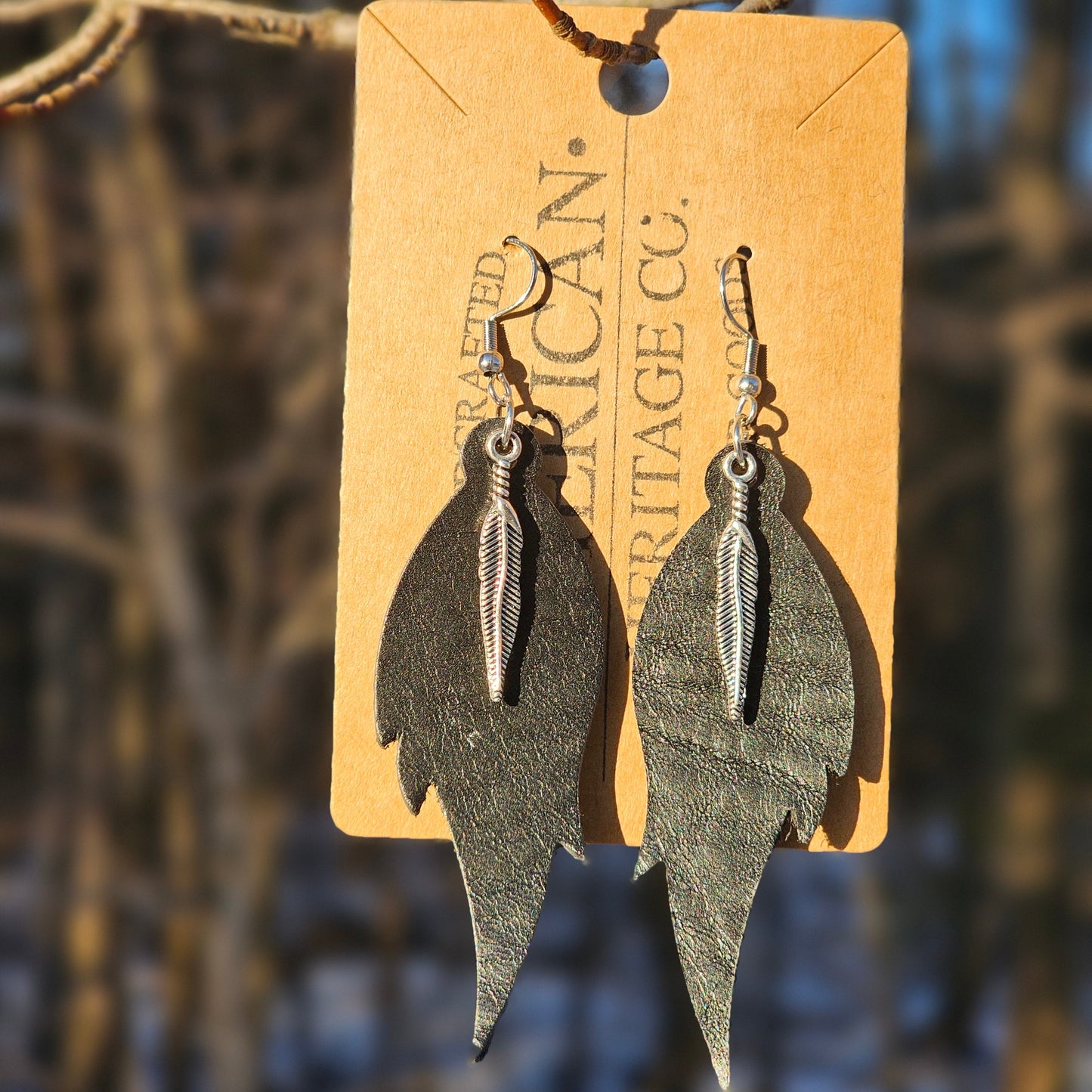 Horse Tail Earrings, Black with Feather