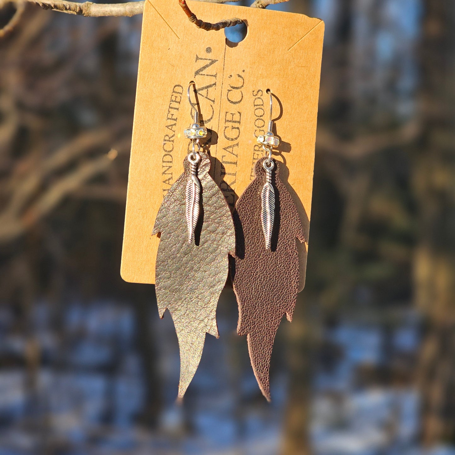 Horse Tail Earrings, Black with Feather and Bling