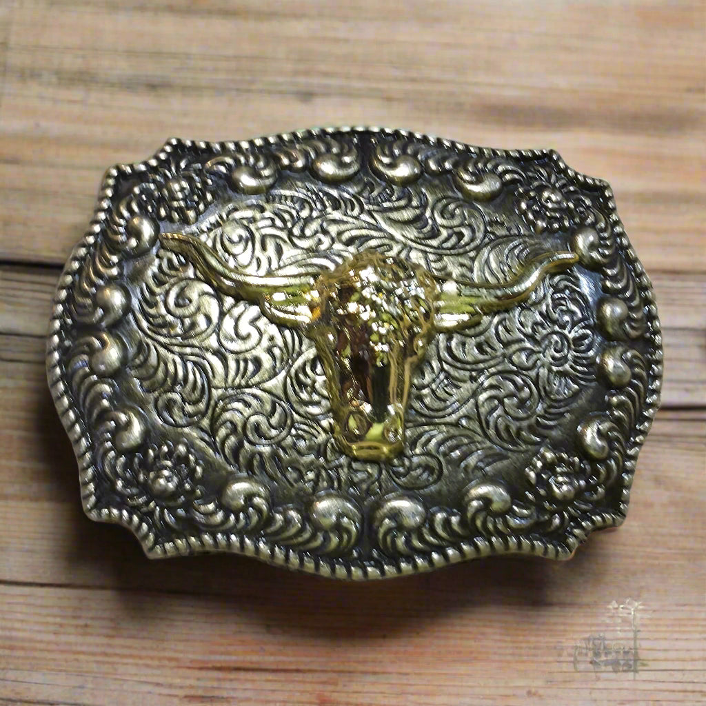 Gold Longhorn - Western Belt Buckle