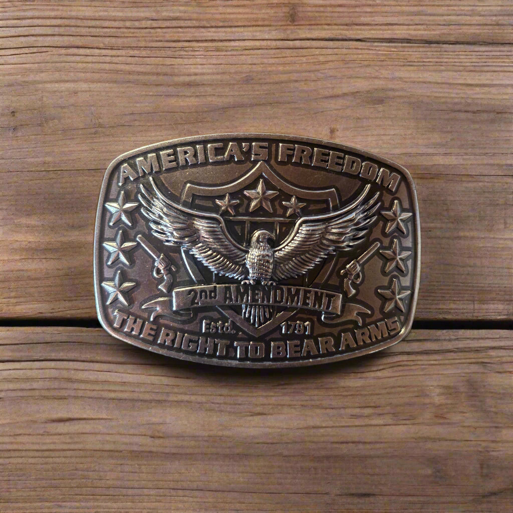 2nd Amendment Silver- Western Style Belt Buckle