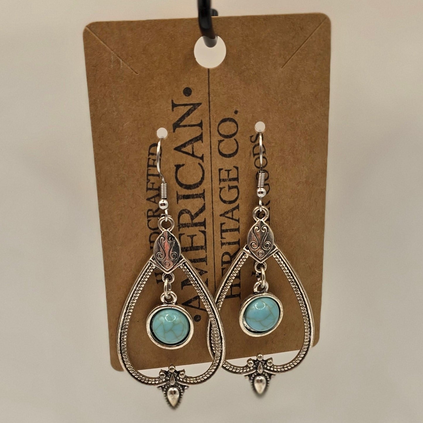 Turquoise Charm Teardrop with Surgical Steel Post #211