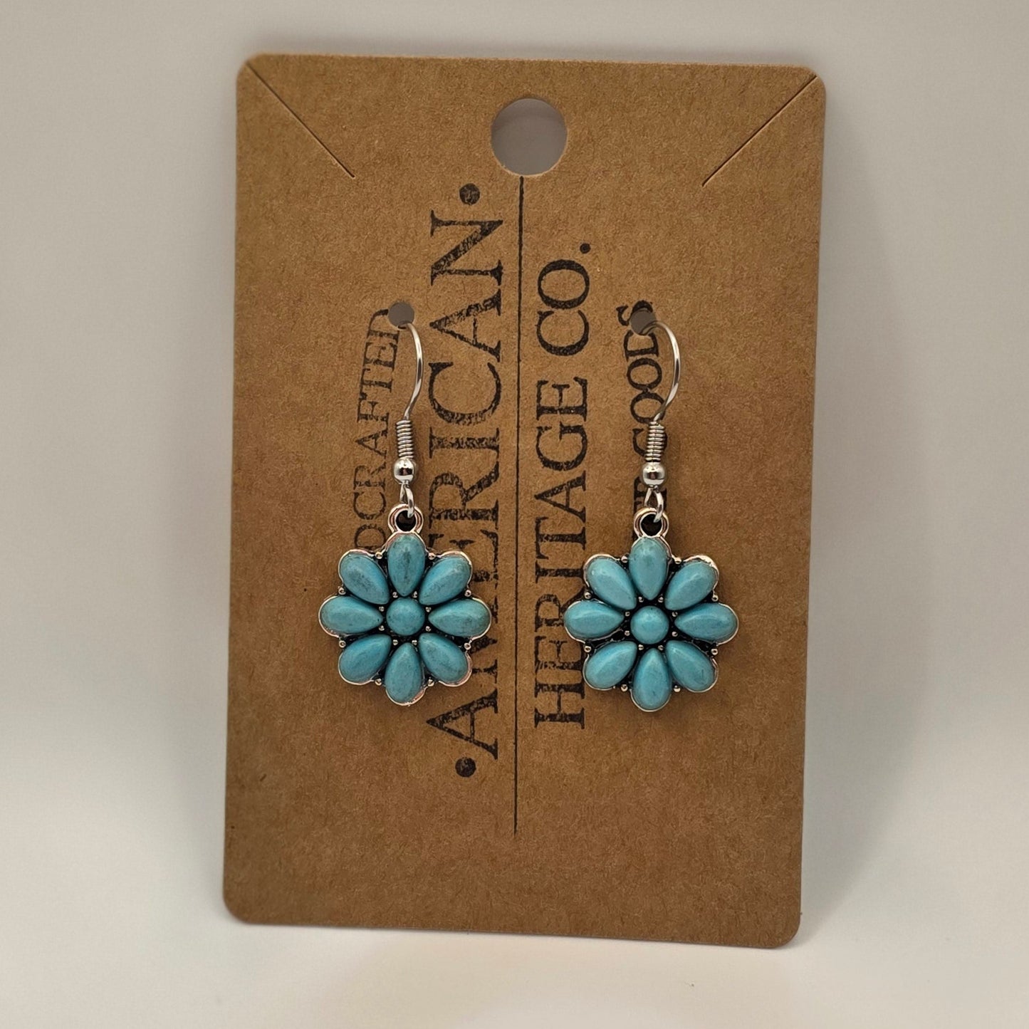 Turquoise Flower with Surgical Steel Post #213