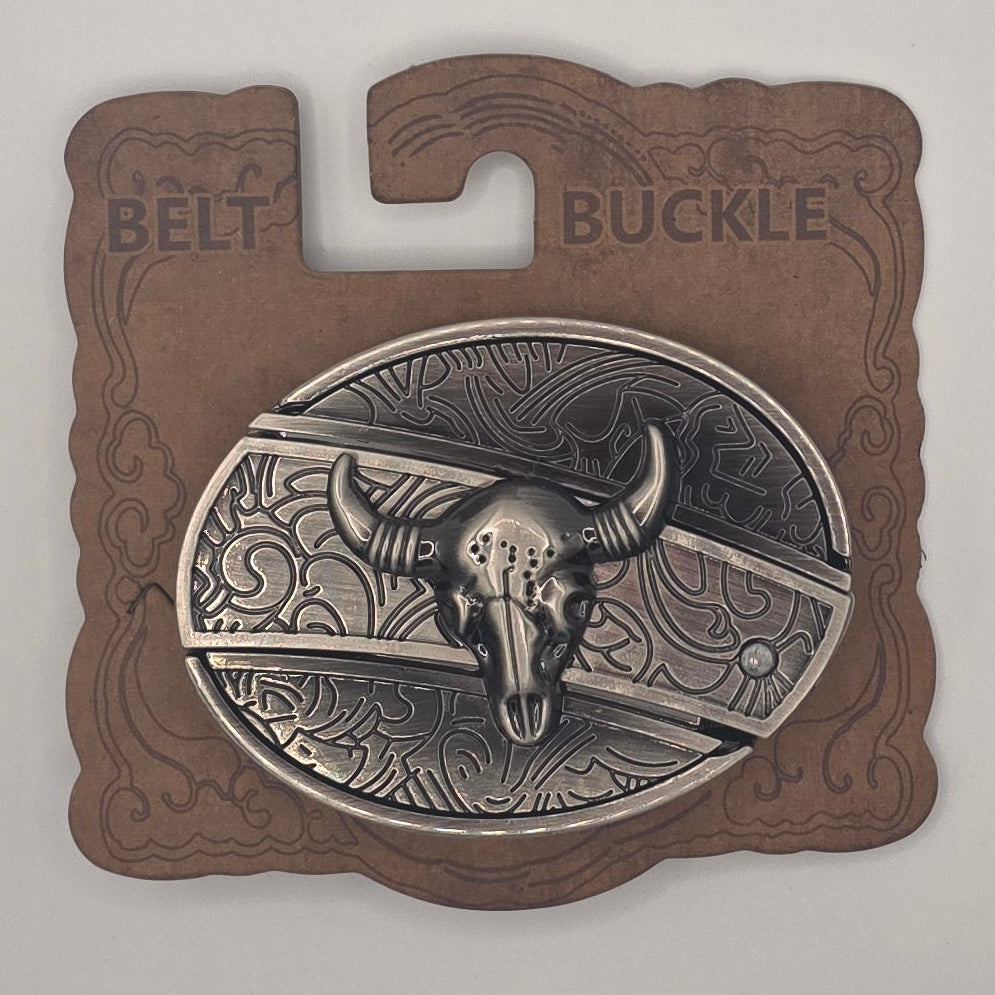 Buffalo Skull - Hidden Knife Belt Buckle #349