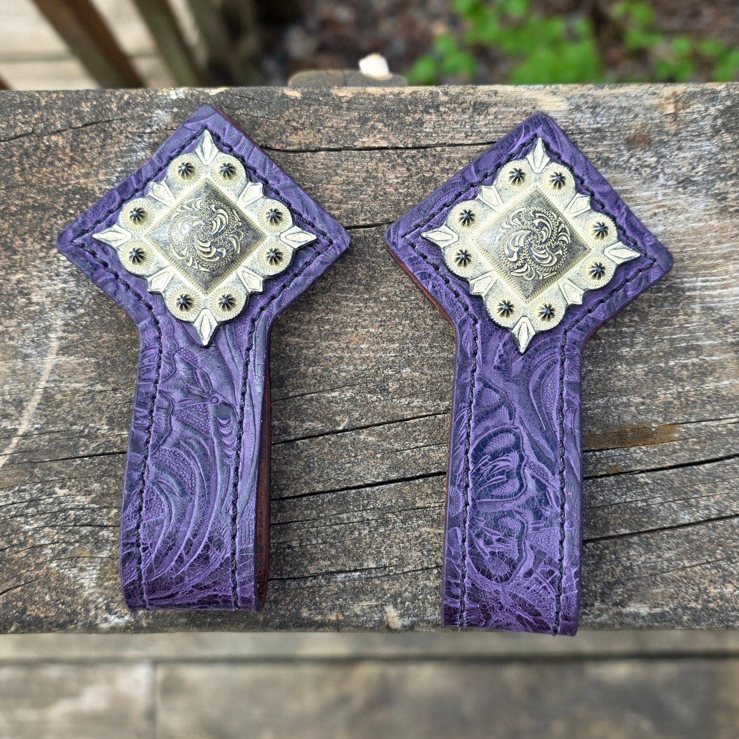 Jean Saver- Purple with Square Yellow Concho #115