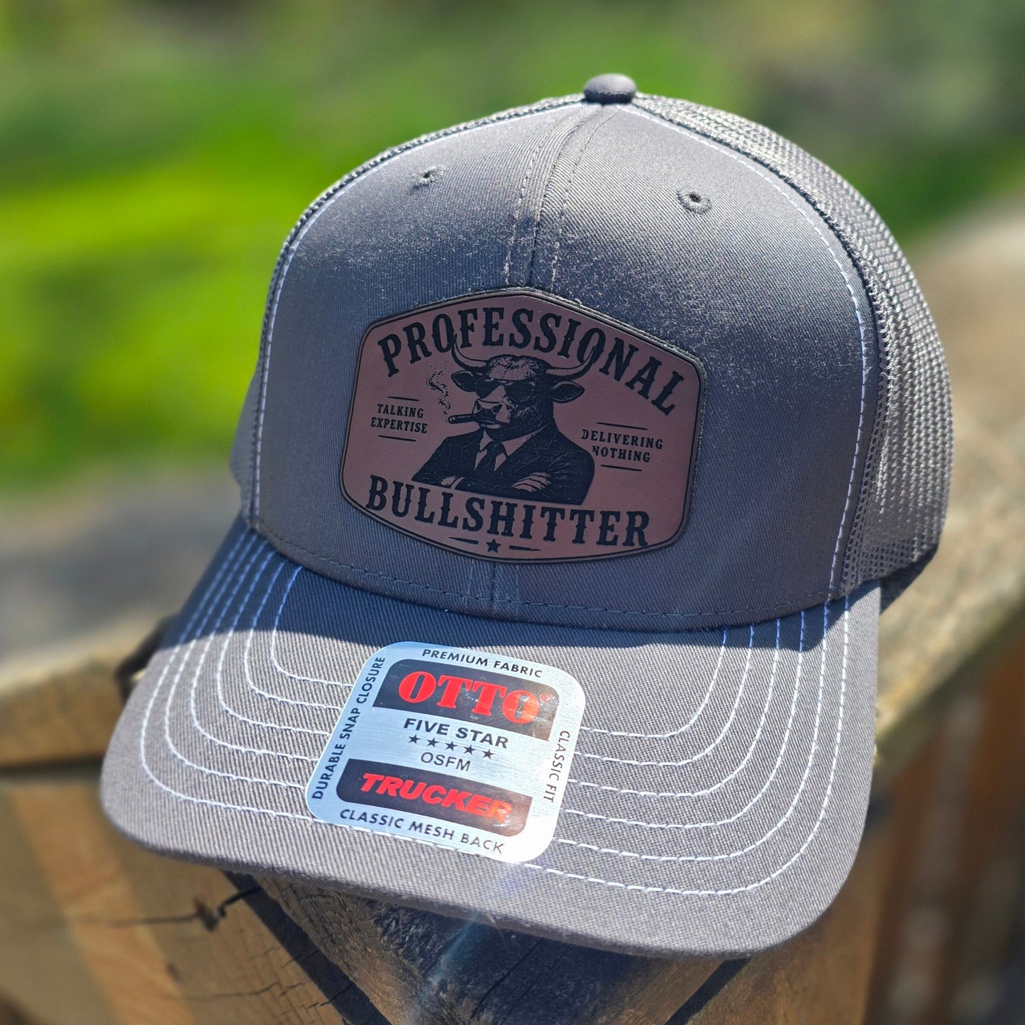 OTTO Style 112-1 Trucker Hat, Professional Bullshitter 2 , Grey, #426
