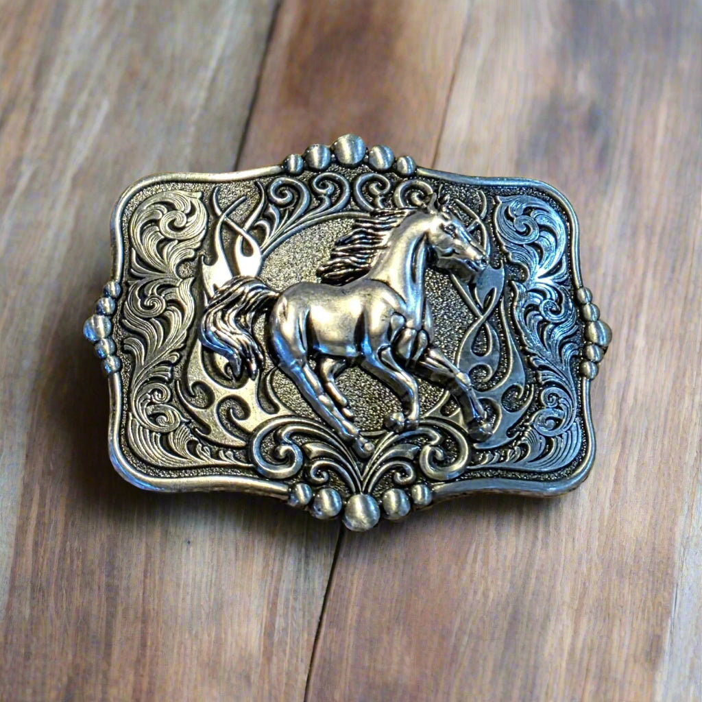Silver Horse - Western Belt Buckle