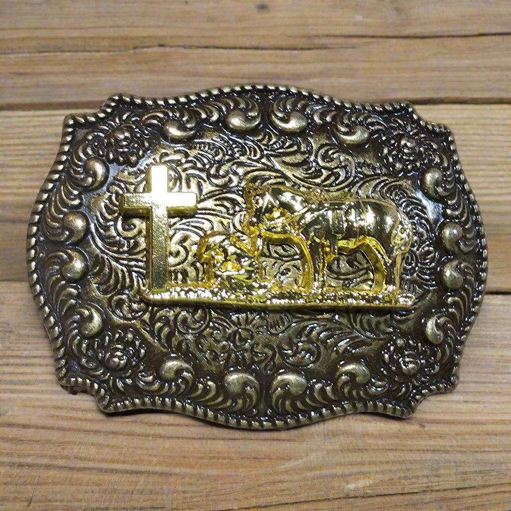 Gold Cowboy Praying - Western Belt Buckle