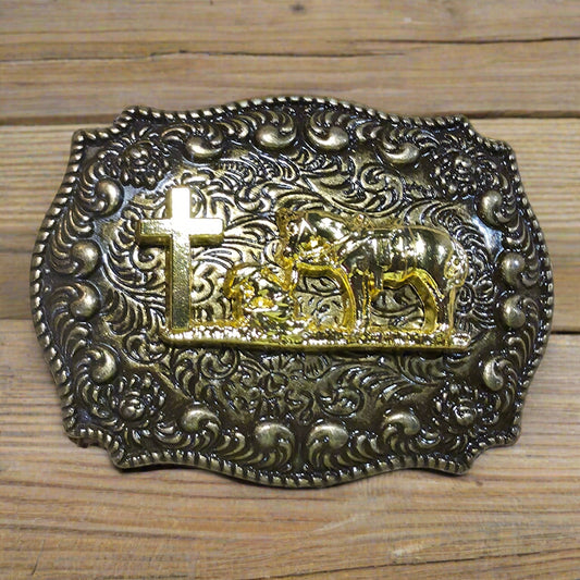 Gold Cowboy Praying - Western Belt Buckle