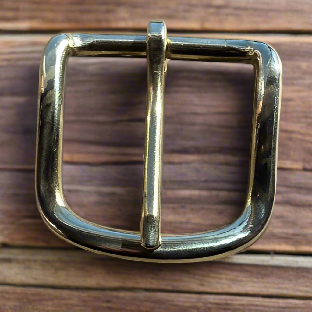 Solid Brass Heel Bar Belt Buckle - 1.5"