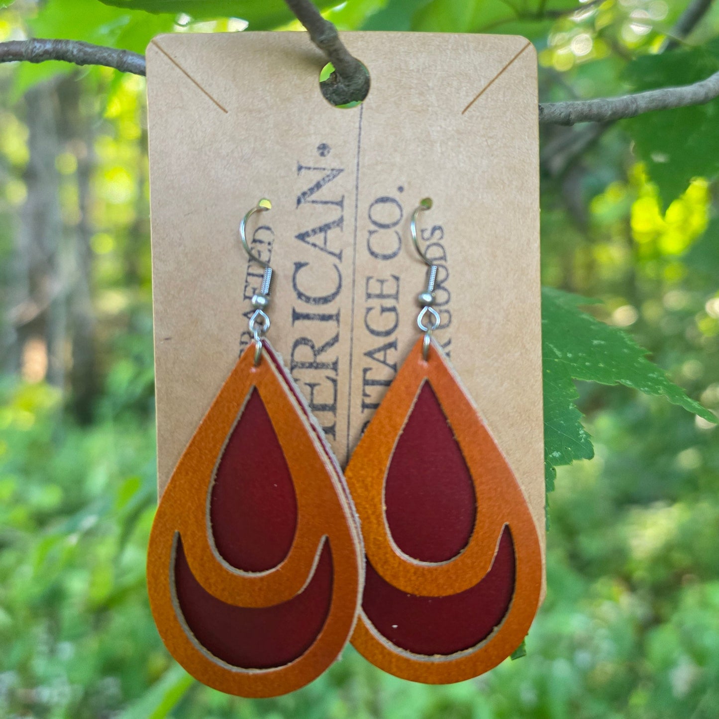 Tear Drop Earring, Light Brown on Mahogany