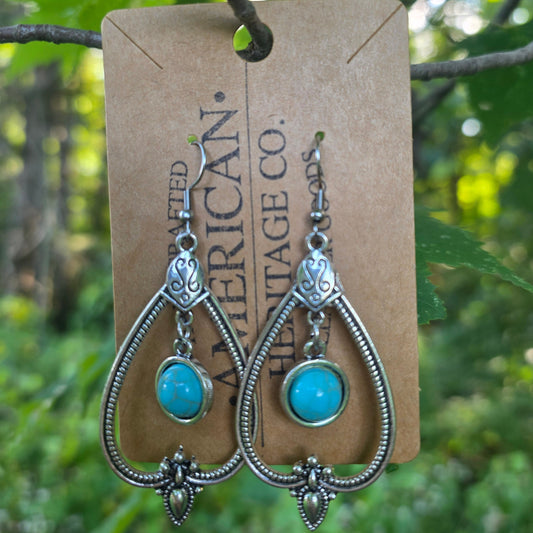 Metal with Turquoise Charm Earrings