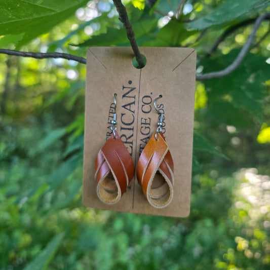 Double Loop Earrings, Light Brown