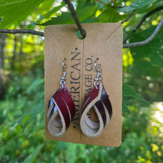 Double Loop Earrings, Burgundy