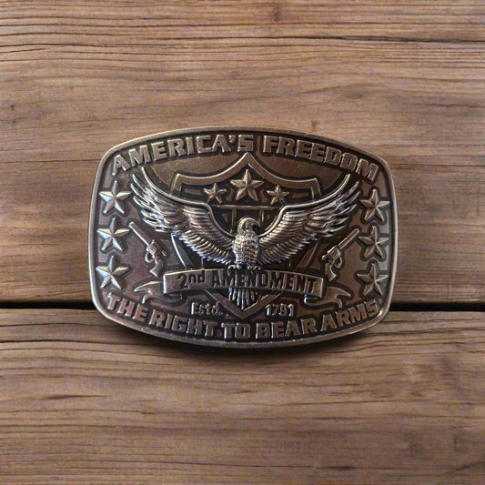2nd Amendment Silver- Western Style Belt Buckle