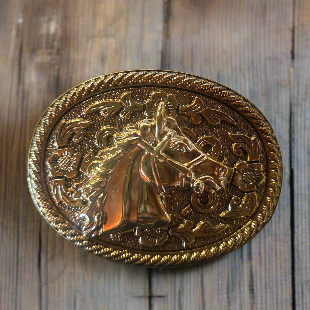Horse Head Gold- Western Style Belt Buckle