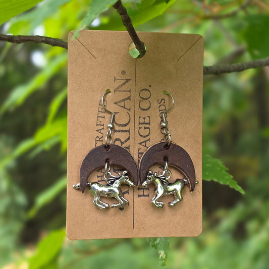 Running Horse with Crescent Moon, Dark Brown
