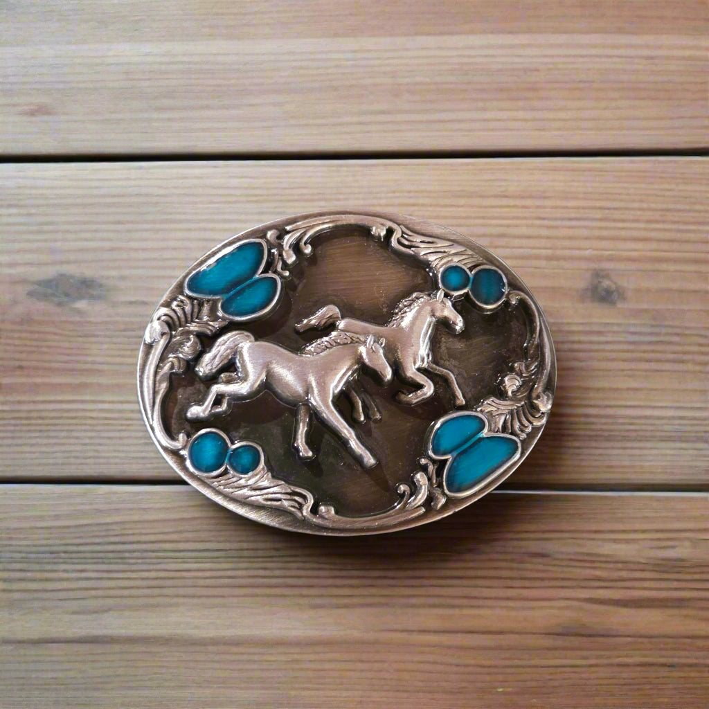 Running Horses - Western Style Belt Buckle