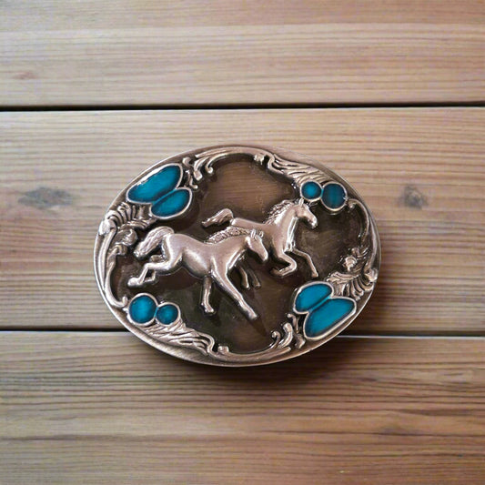Running Horses - Western Style Belt Buckle