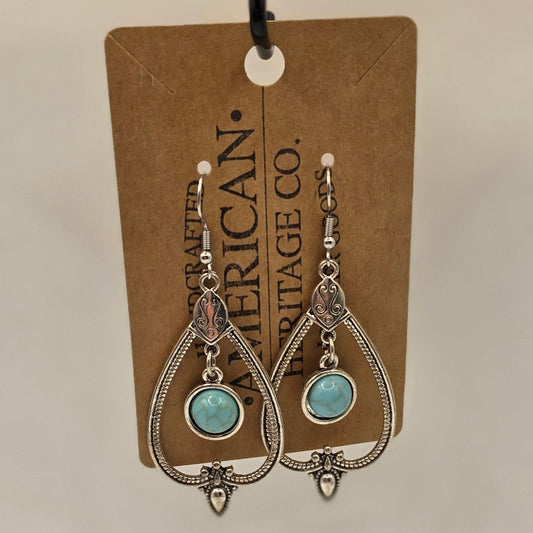 Turquoise Charm Teardrop with Surgical Steel Post #211
