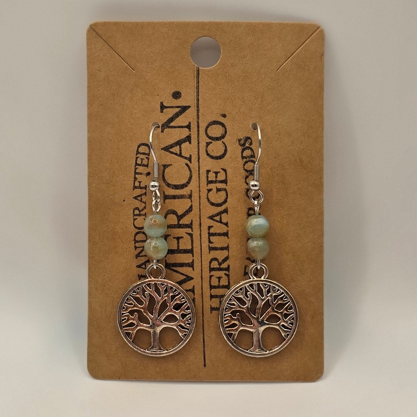 Tree of Life, Teal Beads with Surgical Steel Post #221