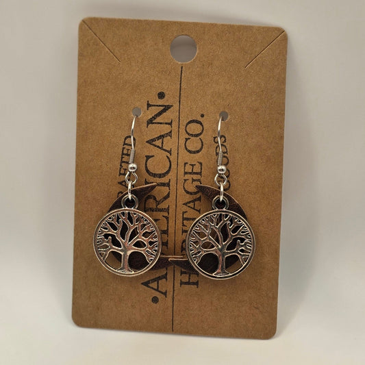 Leather Moon, Tree of Life Charm with Surgical Steel Post #224