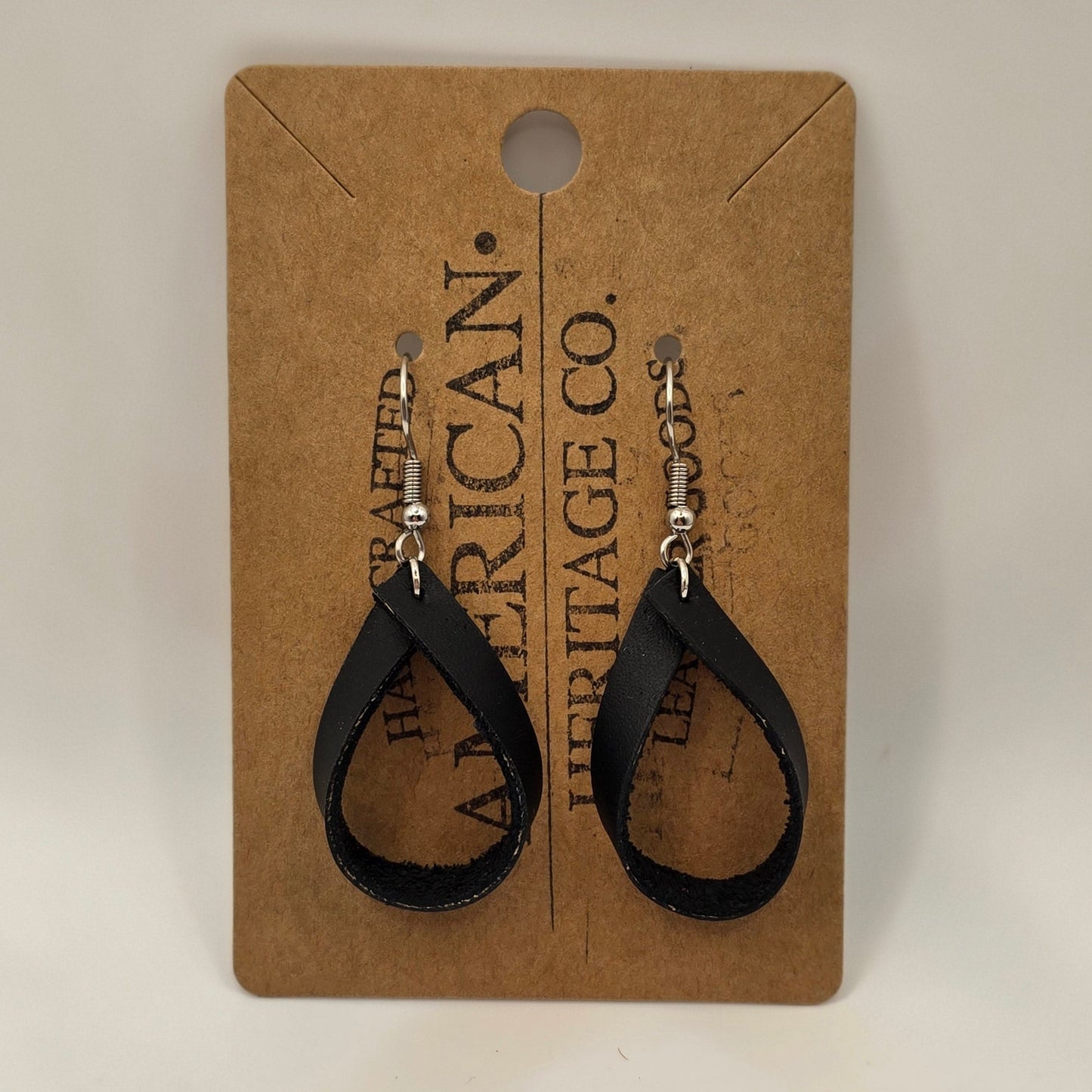 Single Loop Leather Black with Surgical Steel Post #256