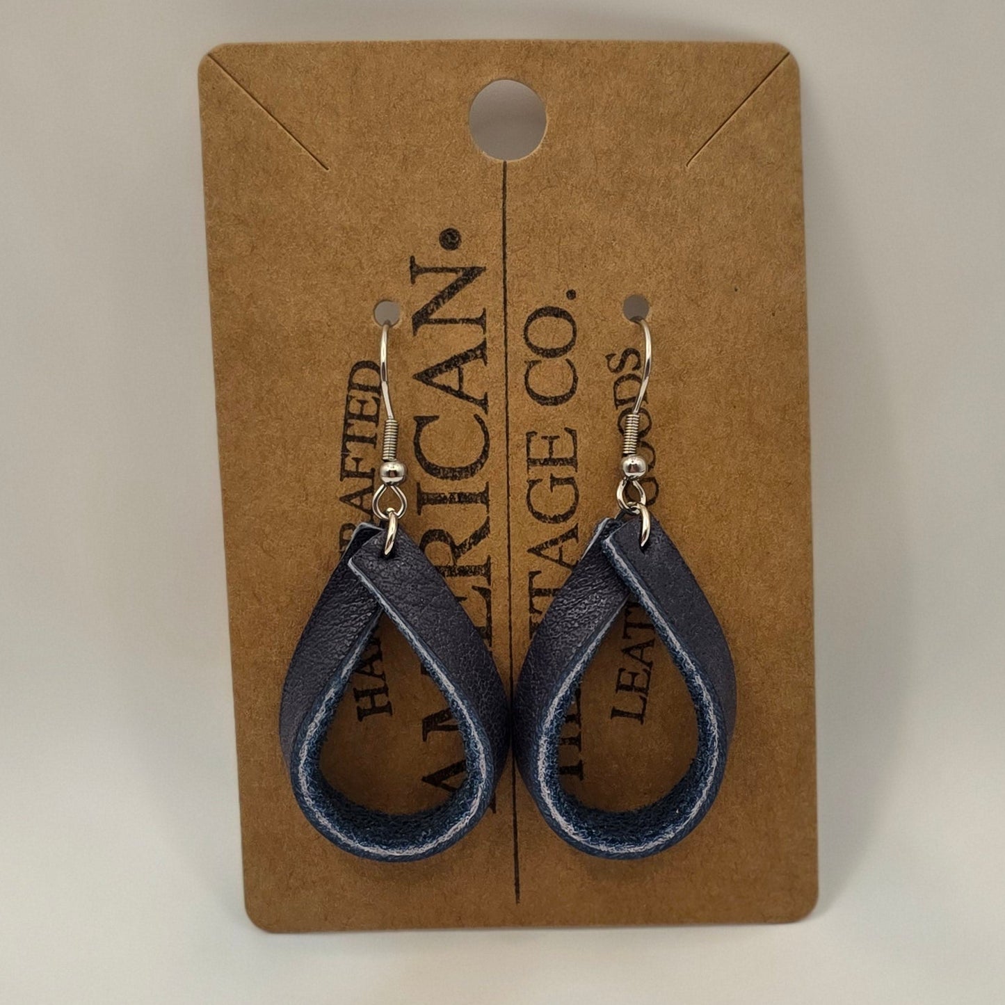 Single Loop Leather Blue with Surgical Steel Post #257