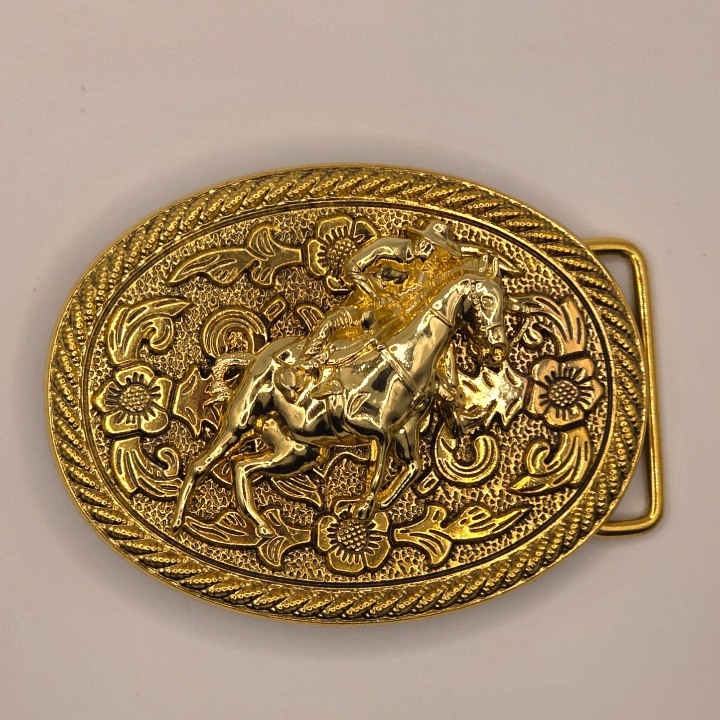 Horse and Rider Gold-Western Novelty Style Belt Buckle #327