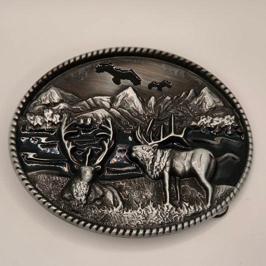 Two Elk - Western Novelty Style Belt Buckle #325