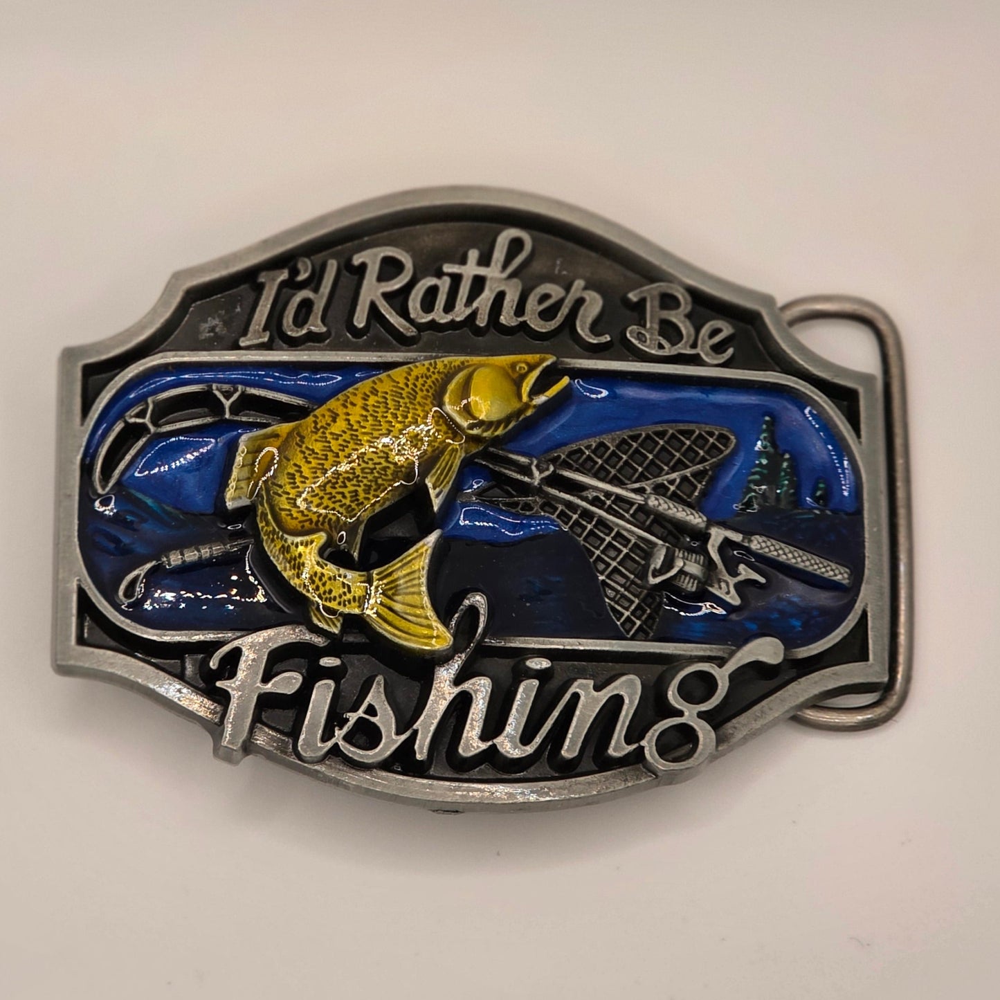 I'd Rather be Fishing - Western Novelty Belt Buckle #341