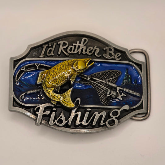 I'd Rather be Fishing - Western Novelty Belt Buckle #341