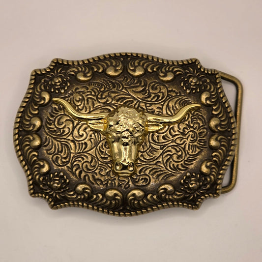 Gold Longhorn - Western Novelty Belt Buckle #311