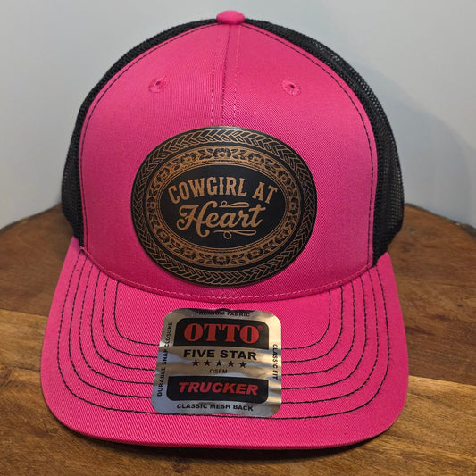 OTTO Style 112-1 Trucker Hat, Cowgirl at Heart, Pink/Black #416