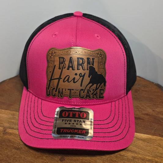 OTTO Style 112-1 Trucker Hat, Barn Hair Don't Care, Pink/ Black #406