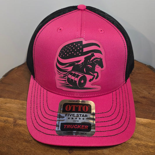 OTTO Style 112-1 Trucker Hat, Barrel Racing, Pink/Black #420