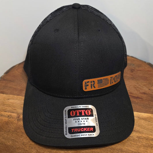 OTTO Style 112-1 Trucker Hat, Freedom, Black #413