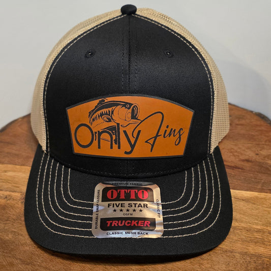 OTTO Style 112-1 Trucker Hat, Only Fins, Black/Tan #411