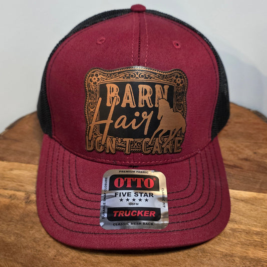 OTTO Style 112-1 Trucker Hat, Barn Hair Don't Care, Maroon/ Black #407