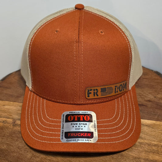 OTTO Style 112-1 Trucker Hat, Freedom, Burnt Orange/Tan, #412
