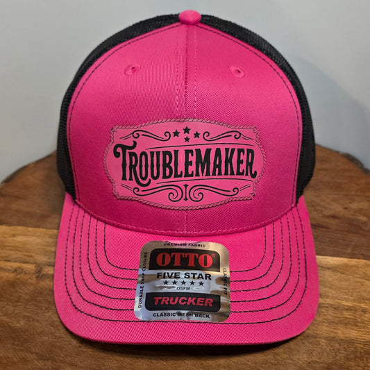 OTTO Style 112-1 Trucker Hat, Troublemaker,  Pink/ Black #415