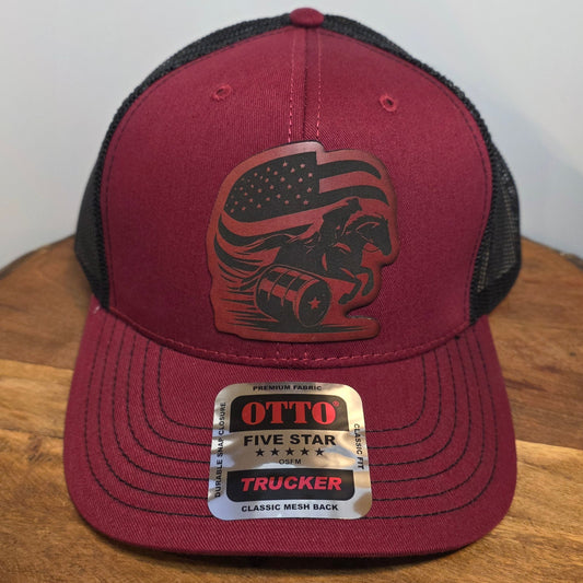 OTTO Style 112-1 Trucker Hat, Barrel Racing, Maroon/Black #409
