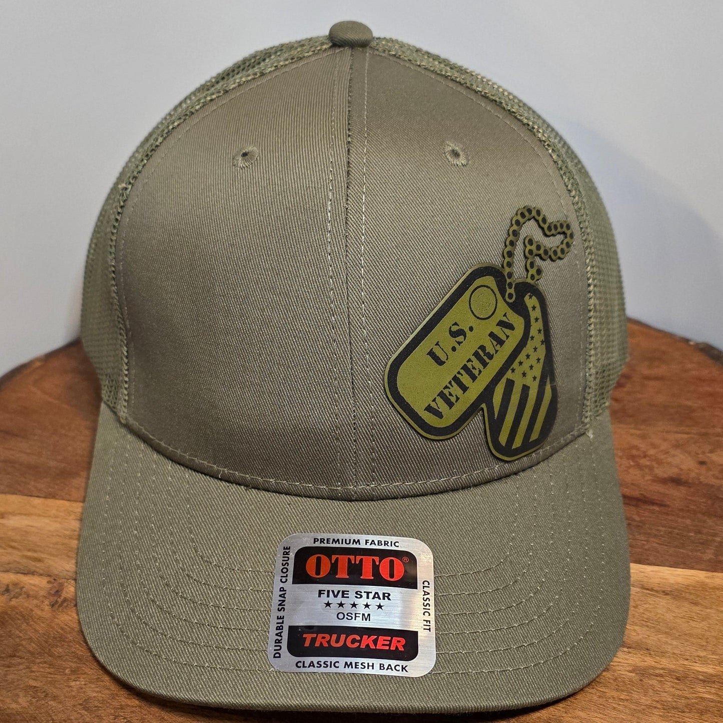 OTTO Style 112-1 Trucker Hat, US Veteran, Military Green, #408