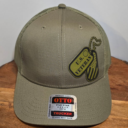 OTTO Style 112-1 Trucker Hat, US Veteran, Military Green, #408