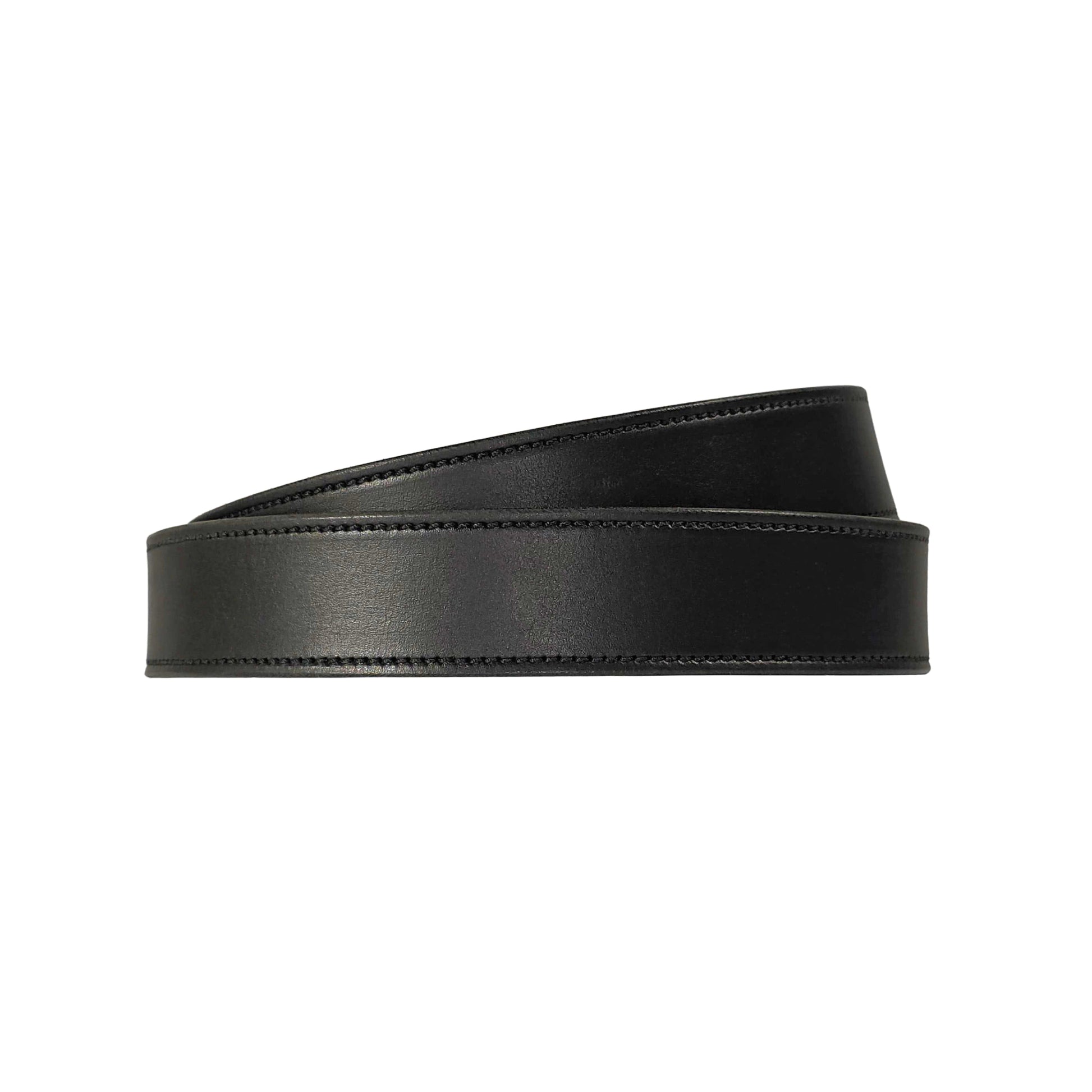 American Signature black full-grain leather belt with silver buckle