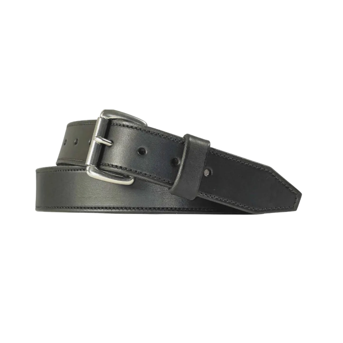 American Signature black full-grain leather belt with silver buckle