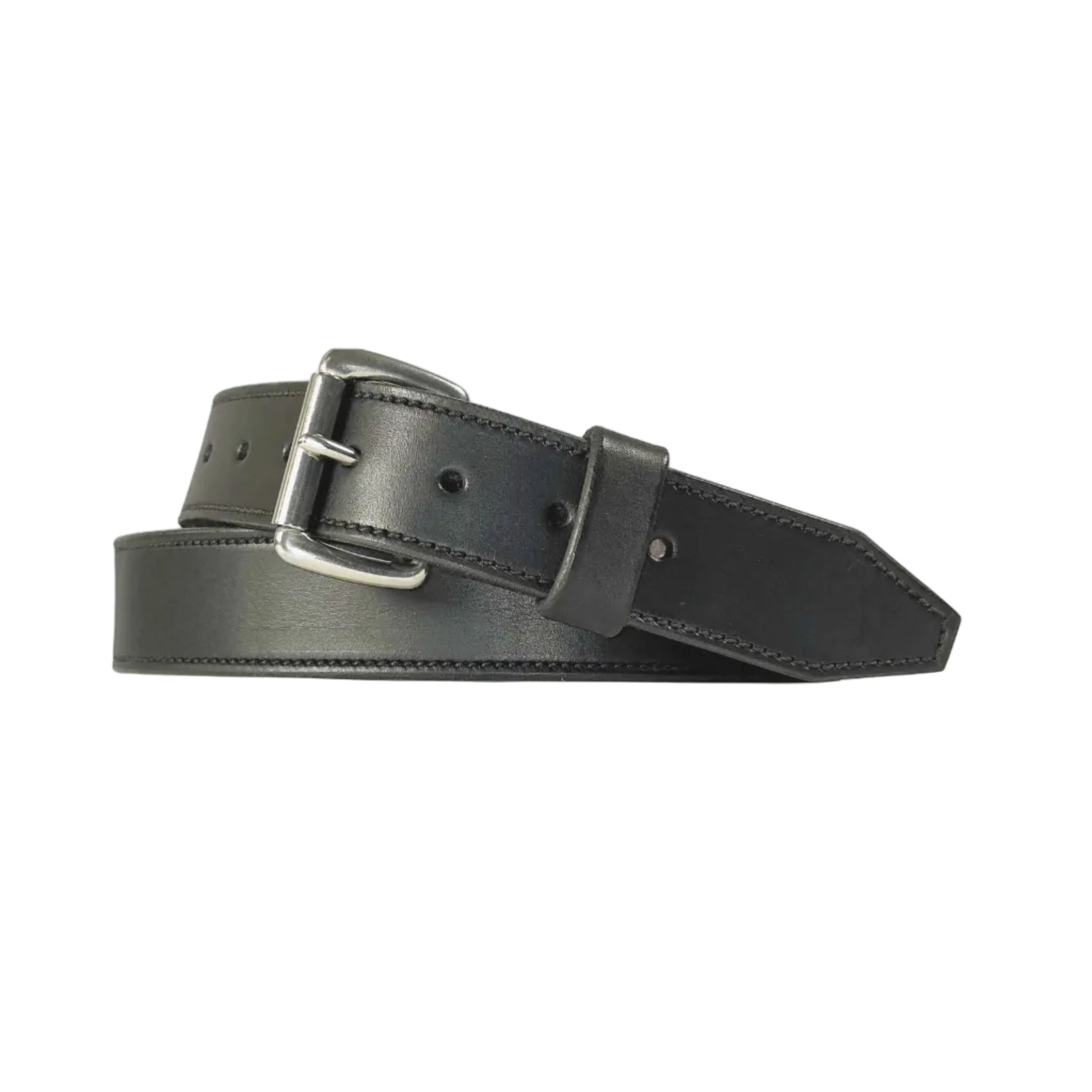 American Signature black full-grain leather belt with silver buckle