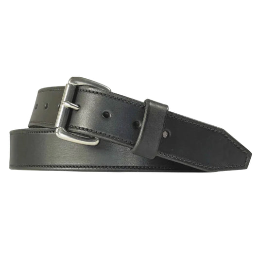 American Signature black full-grain leather belt with silver buckle